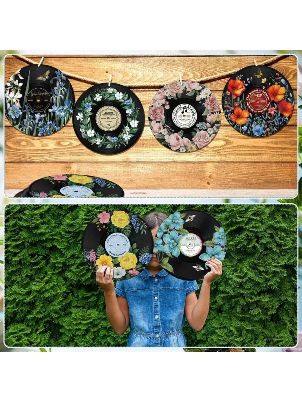 Vintage 12-Inch Vinyl Records Wall Decor | Retro Aesthetic Art for Dorm & Living
